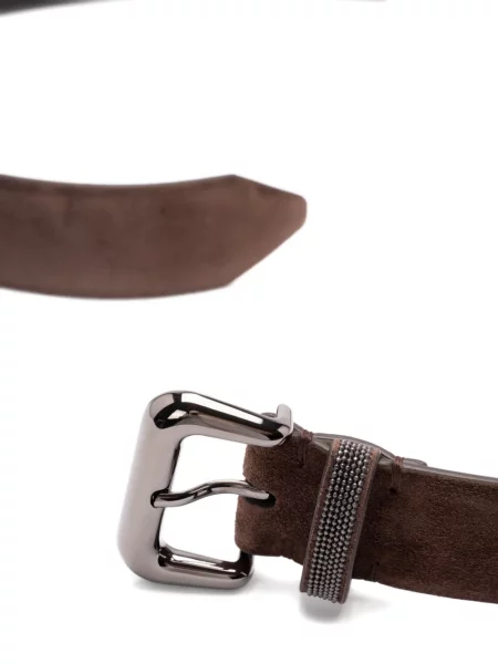 Cu centură curea Brunello Cucinelli din piele de căprioară maro