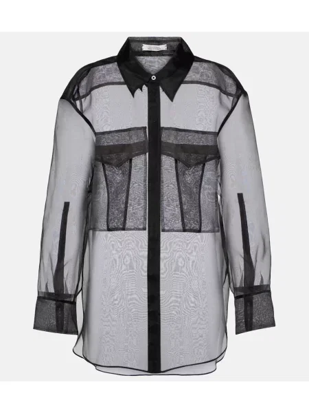Cămașă Dorothee Schumacher de mătase transparente negru