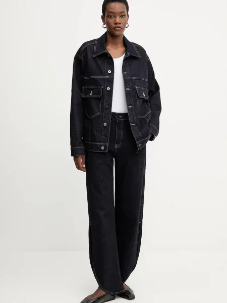 Liviana Conti kurtka jeansowa przejściowa granatowy