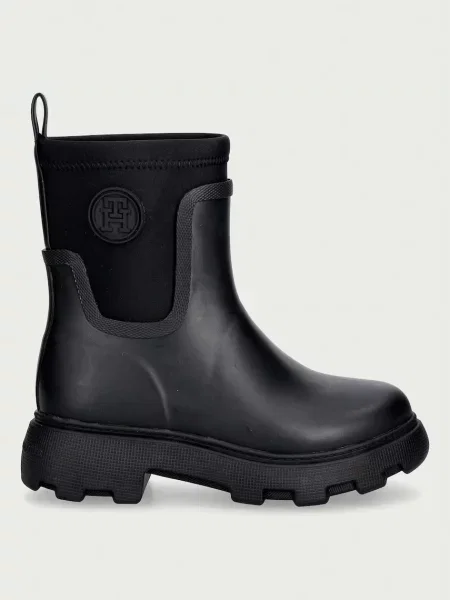 Tommy Hilfiger gumáky dámske TH STAMP WARM ANKLE RAIN BOOT čierna