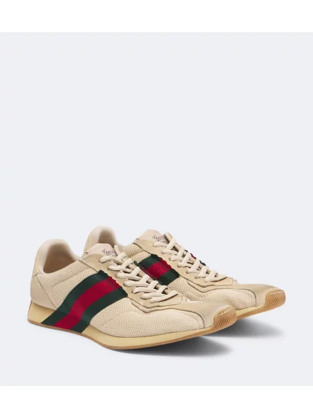 Sneakerși Gucci din piele de căprioară bej