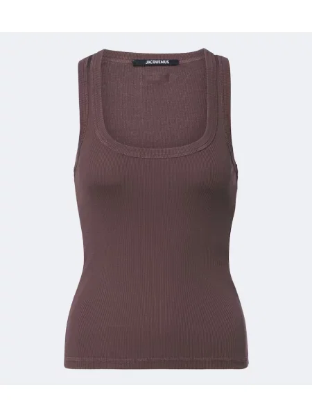 Top Jacquemus din jerseu maro