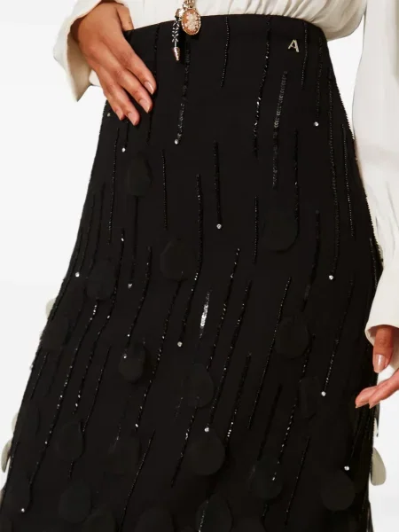 Fustă midi Twinset cu broderie negru