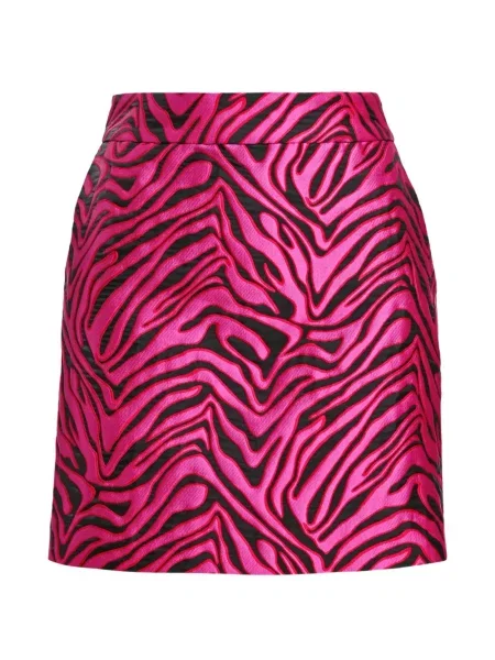 Fusta mini Essentiel Antwerp din jacard cu model zebră în linie A roz