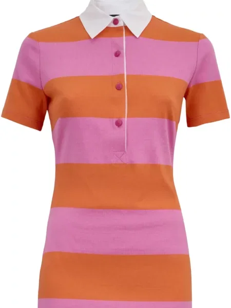 Sukienka jeansowa Versace Jeans Couture w paski garniturowa pomarańczowa