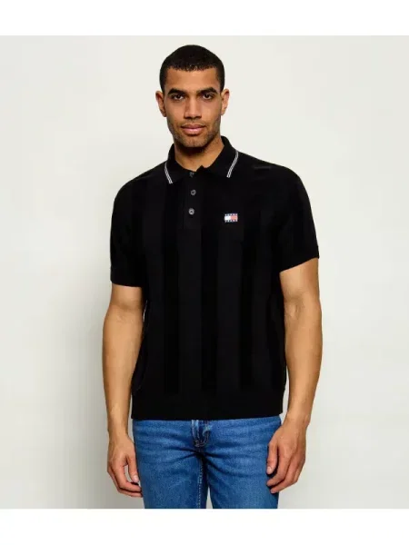 Tricou polo Tommy Jeans negru