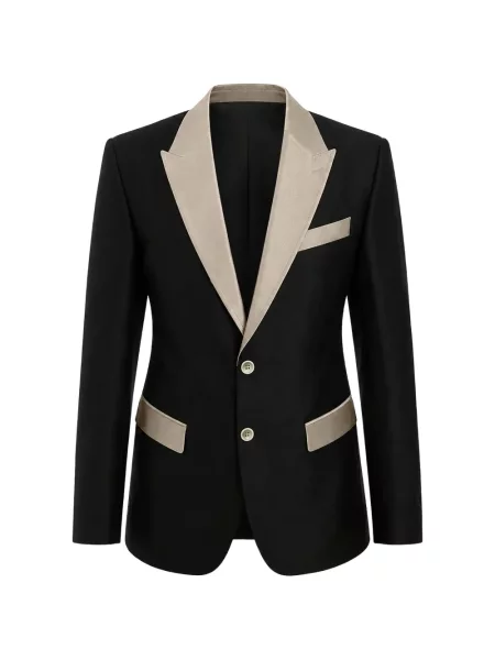 Costum Dolce & Gabbana de mătase cu rever negru