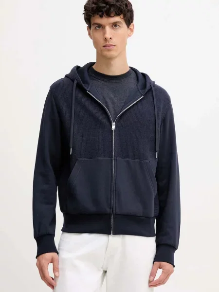 Pulover z dodatkom volne United Colors of Benetton mornarsko s kapuco modra