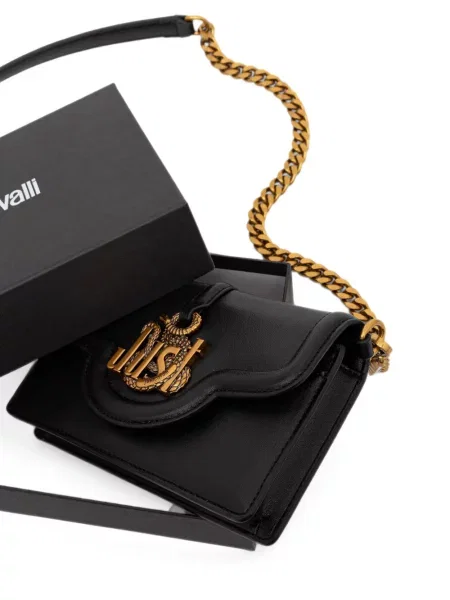 Colier Just Cavalli cu model piele de șarpe negru