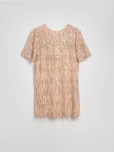 Reserved Cekinowa sukienka mini złoty