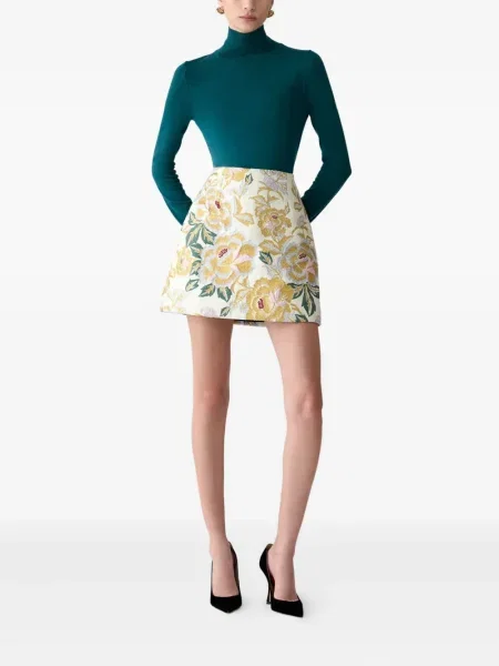 Fusta mini Carolina Herrera cu model floral din jacard