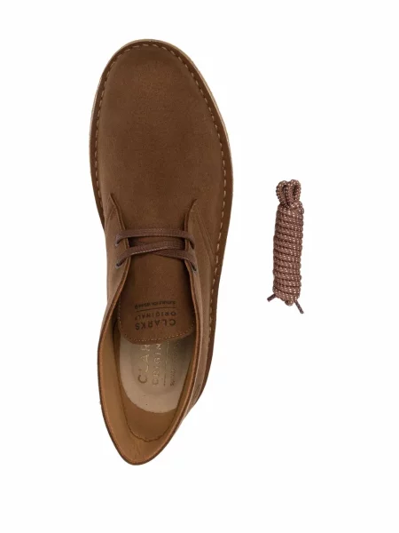 Велурени боти Clarks Originals с връзки кафяво