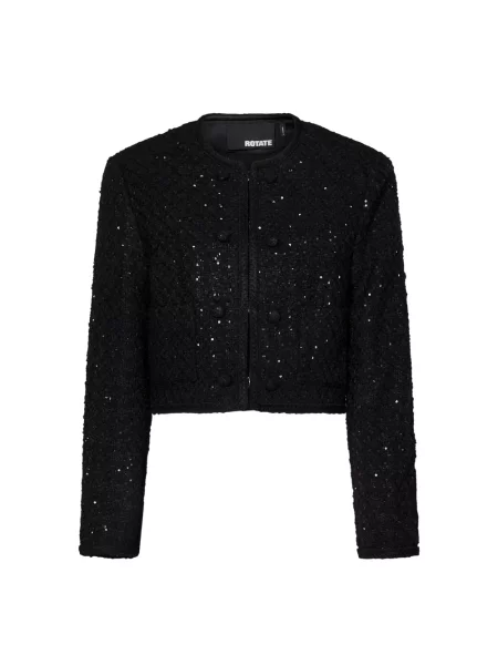 Rotate kurtka z domieszką wełny Boucle Crop przejściowa czarny