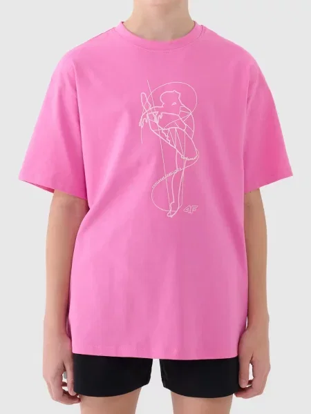 4F t-shirt dla dziewczynek koszulka z nadrukiem różowa