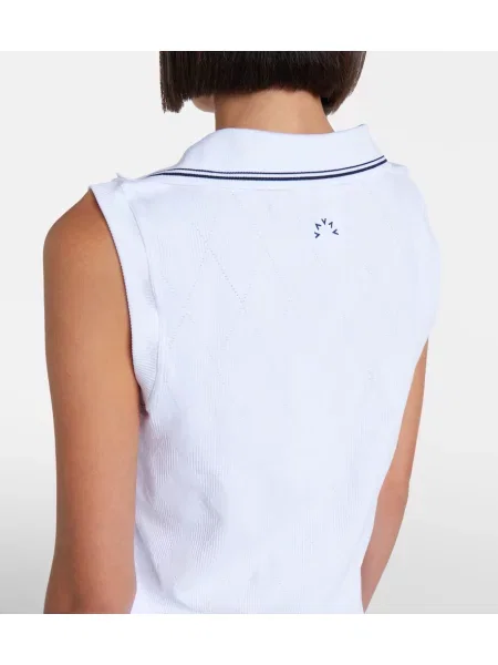 Tricou polo Varley cu model argyle alb