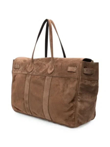 Τσάντα shopper Brunello Cucinelli σουέτ καφέ