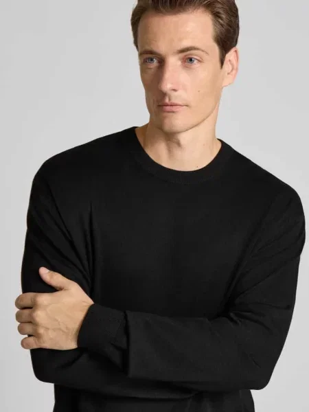 Sweter z dzianiny z okrągłym dekoltem Armani Exchange czarny