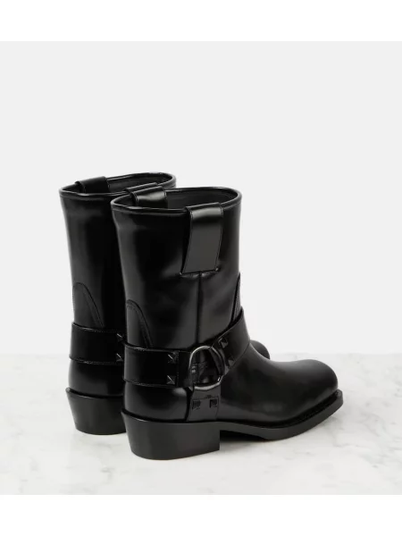 Botine Valentino Garavani din piele biker negru