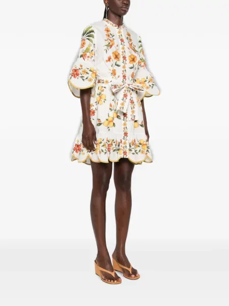 Rochie mini Farm Rio cu model floral cu imagine alb