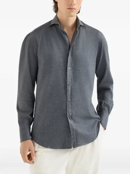 Cămașă Brunello Cucinelli de flanelă gri
