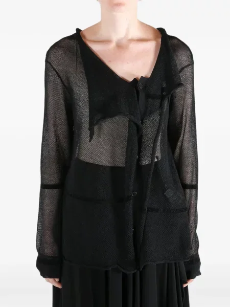 Cardigan Yohji Yamamoto tricotate drapat negru