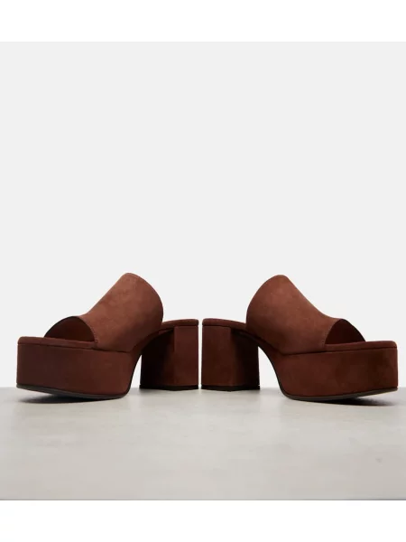 Papuci tip mules Gianvito Rossi din piele de căprioară cu platformă maro