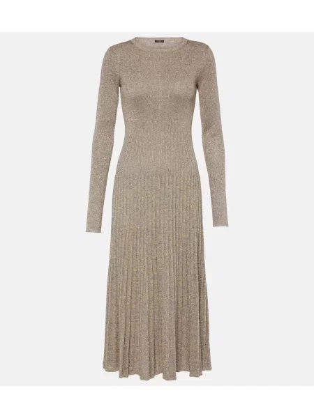 Rochie midi Joseph plisată până la genunchi de costum bej