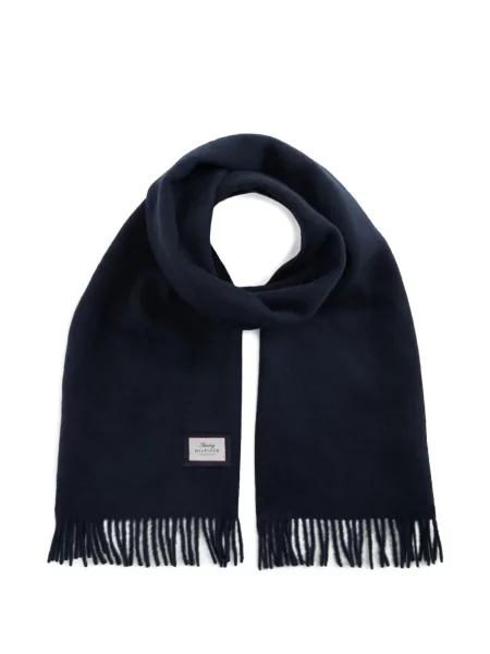 Fular Tommy Hilfiger cu franjuri albastru