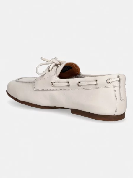 Tommy Hilfiger mokasyny skórzane TH SLEEK LEATHER BOAT SHOE beżowe