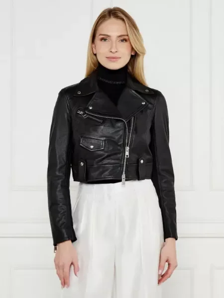 Marc Cain De piele geacă negru