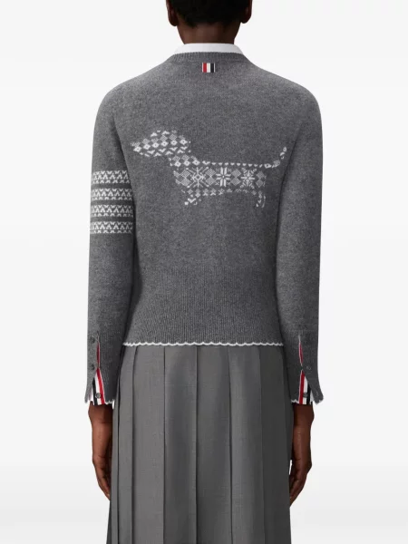Sweter Thom Browne z okrągłym dekoltem szary