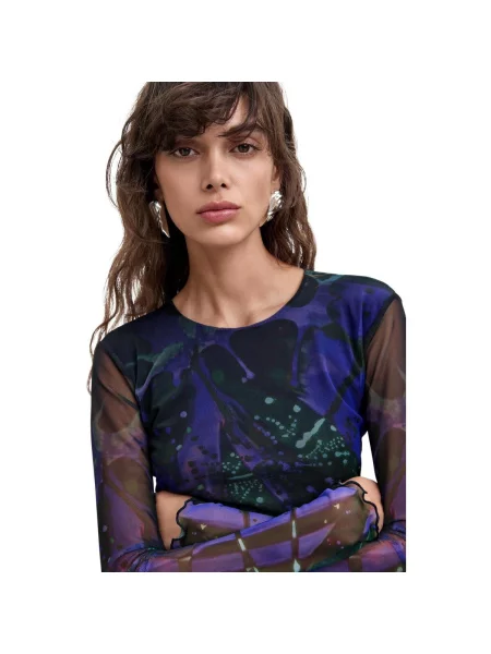 Tricou Desigual cu buline violet