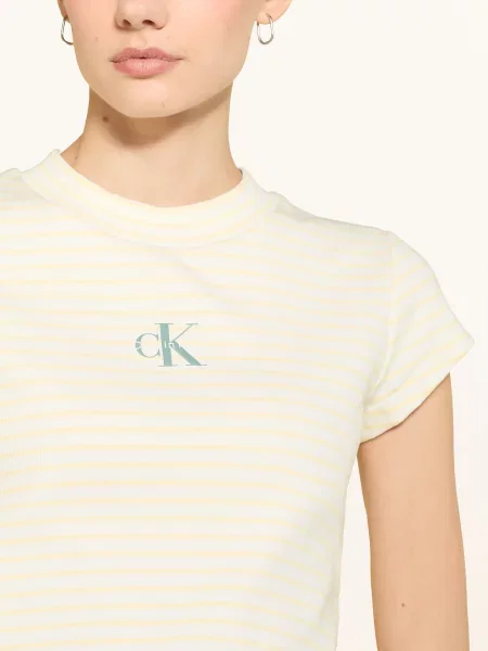Calvin Klein Jeans Krótka Koszulka gelb beżowa