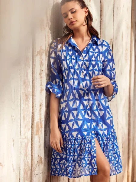 Пляжное платье-рубашка на