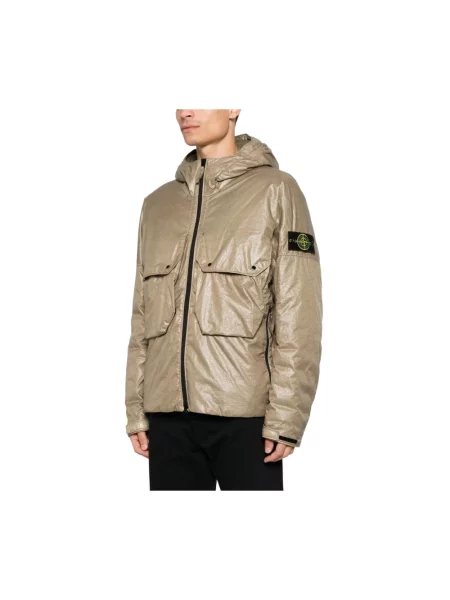 Kurtka Stone Island z kapturem z kamieniami zielona