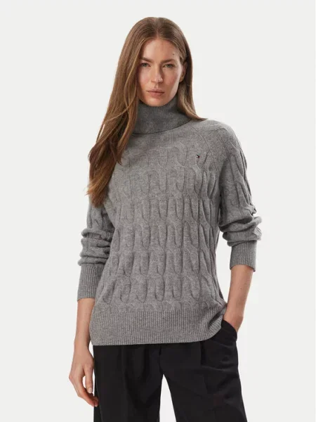 Tommy Hilfiger Bluză cu gât închis gri