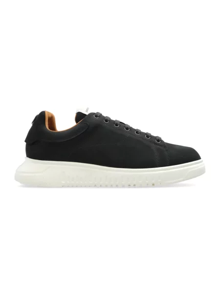 Sneakersy Emporio Armani skórzane na platformie czarne
