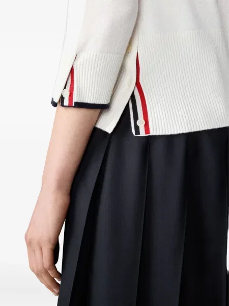 Polo Thom Browne cu mâneci trei sferturi alb