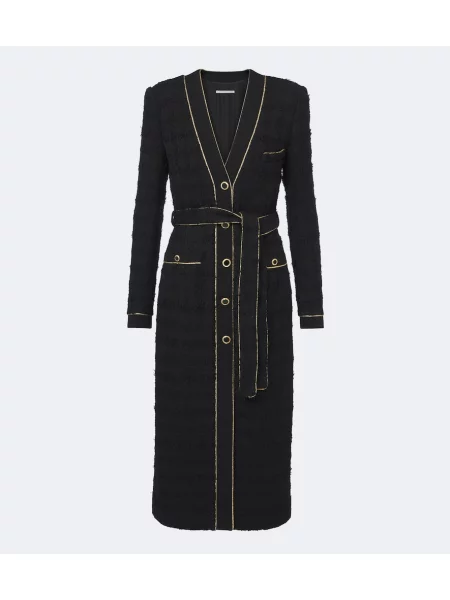 Cu centură palton Alessandra Rich din tweed negru