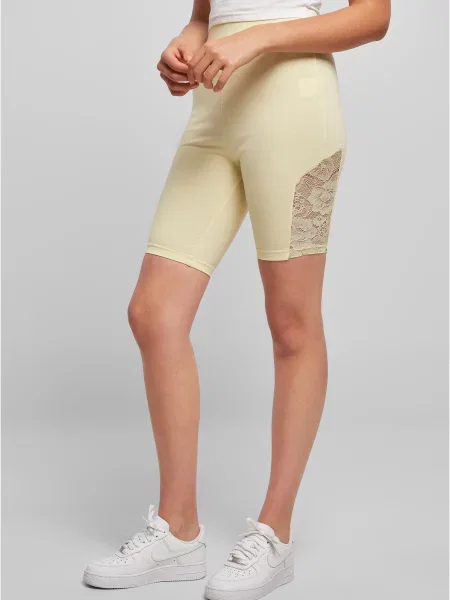 Ciclism pantaloni scurți pentru ciclism Urban Classics cu talie înaltă din dantelă galben