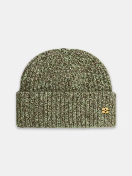 GANNI pălărie din amestec de lână Melange Brushed Mohair verde