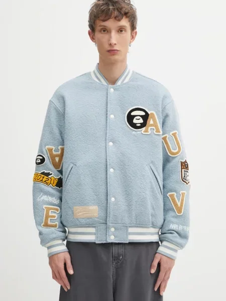 Bomber bunda AAPE Main přechodná oversize modrá