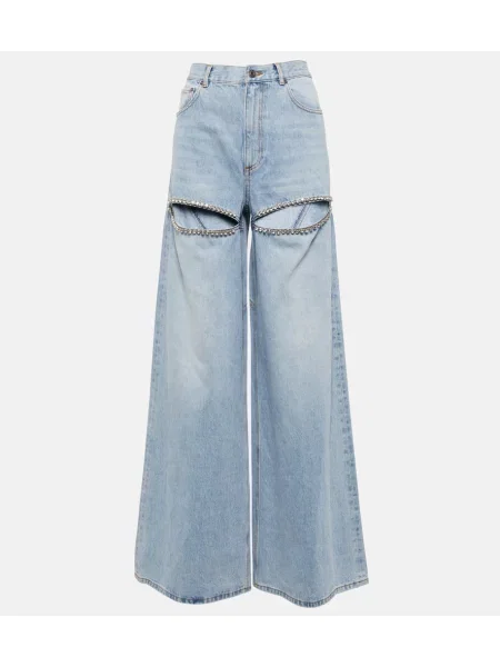 Jeansy Area z wysoką talią niebieskie