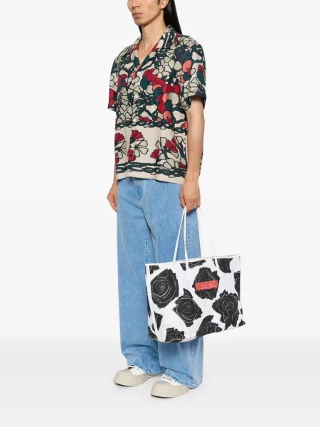 Geantă Marni cu model floral cu imagine negru