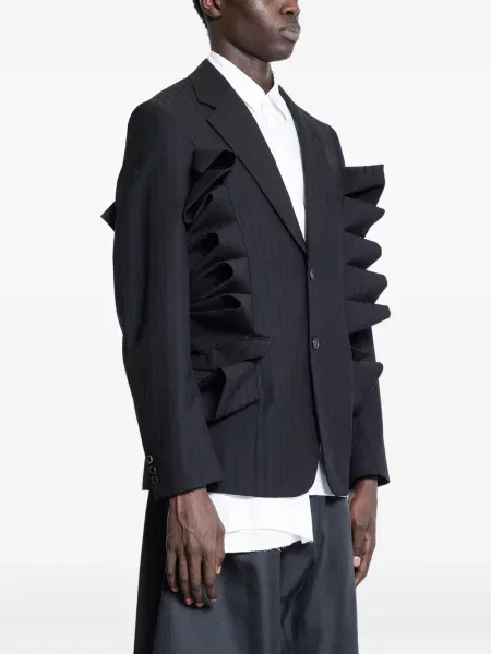 Ριγέ μπλέιζερ Comme Des Garçons Homme Plus με βολάν μαύρο