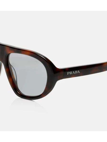 Ochelari de soare aviator Prada cu autograf maro