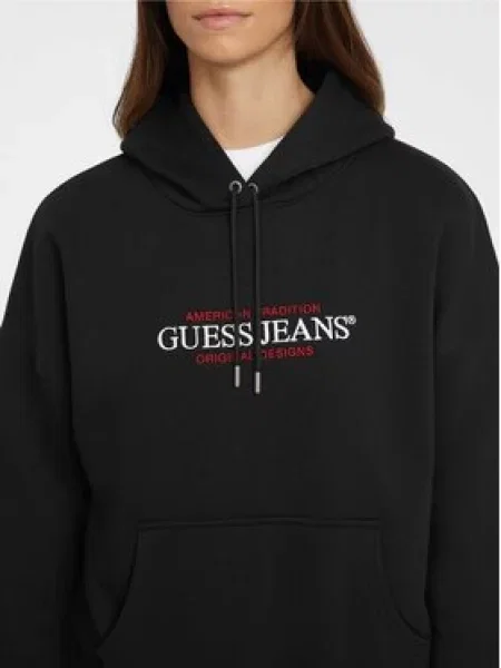 GUESS JEANS Mikina American Tradition červená / černá bílá
