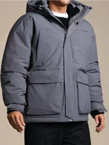 Sinsay Bunda puffer s kapucí šedá