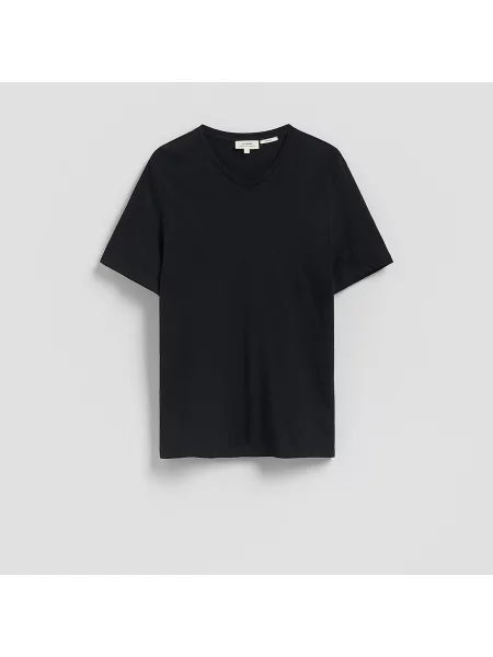 Reserved Tričko regular fit se lnem černý