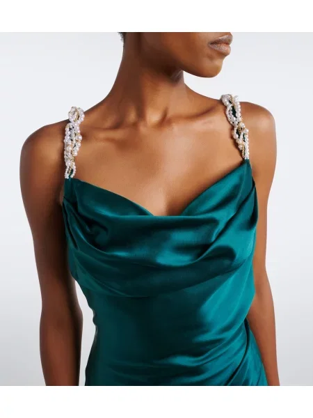 Rochie Balmain din satin cu volane albastru